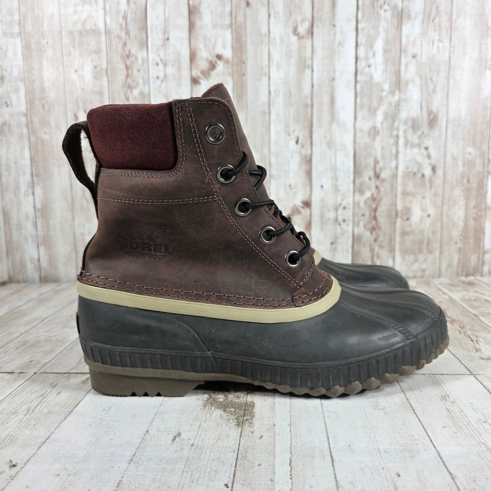 Sorel Cheyanne II Mens Brown Leather Waterproof Duck Boots NM1704-259 Size 8.5